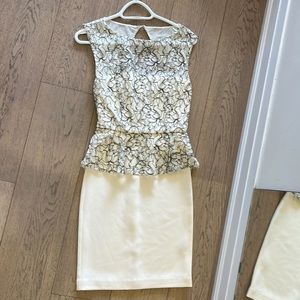 Alice + Olivia white lace midi dress size 2